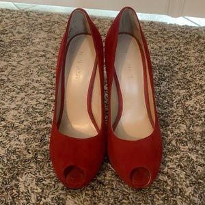 Nine West red suede pumps. Brand new.